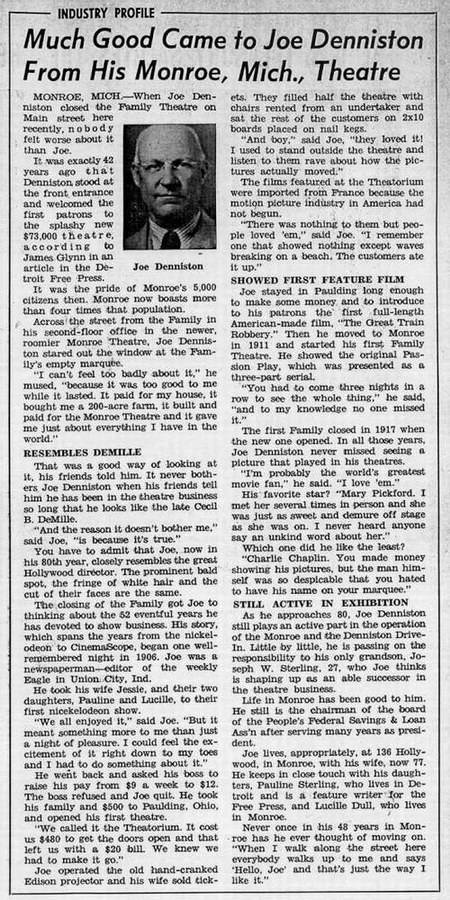 Denniston Drive-In Theatre - Box Office Magazine June 1959